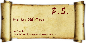 Petke Sára névjegykártya